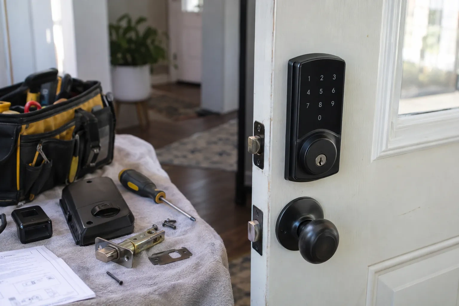 Illustrative locksmith scene; not an actual job