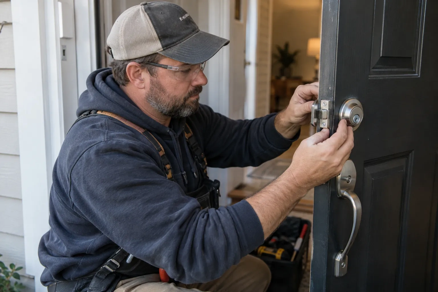 Illustrative locksmith scene; not an actual job