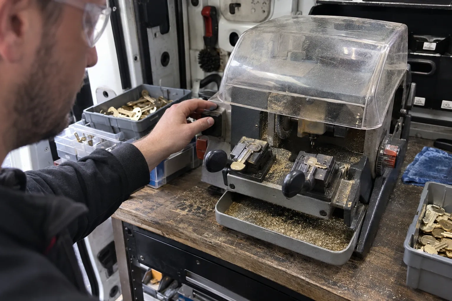 Illustrative locksmith scene; not an actual job — Spare Car Key Duplication, Fort Erie